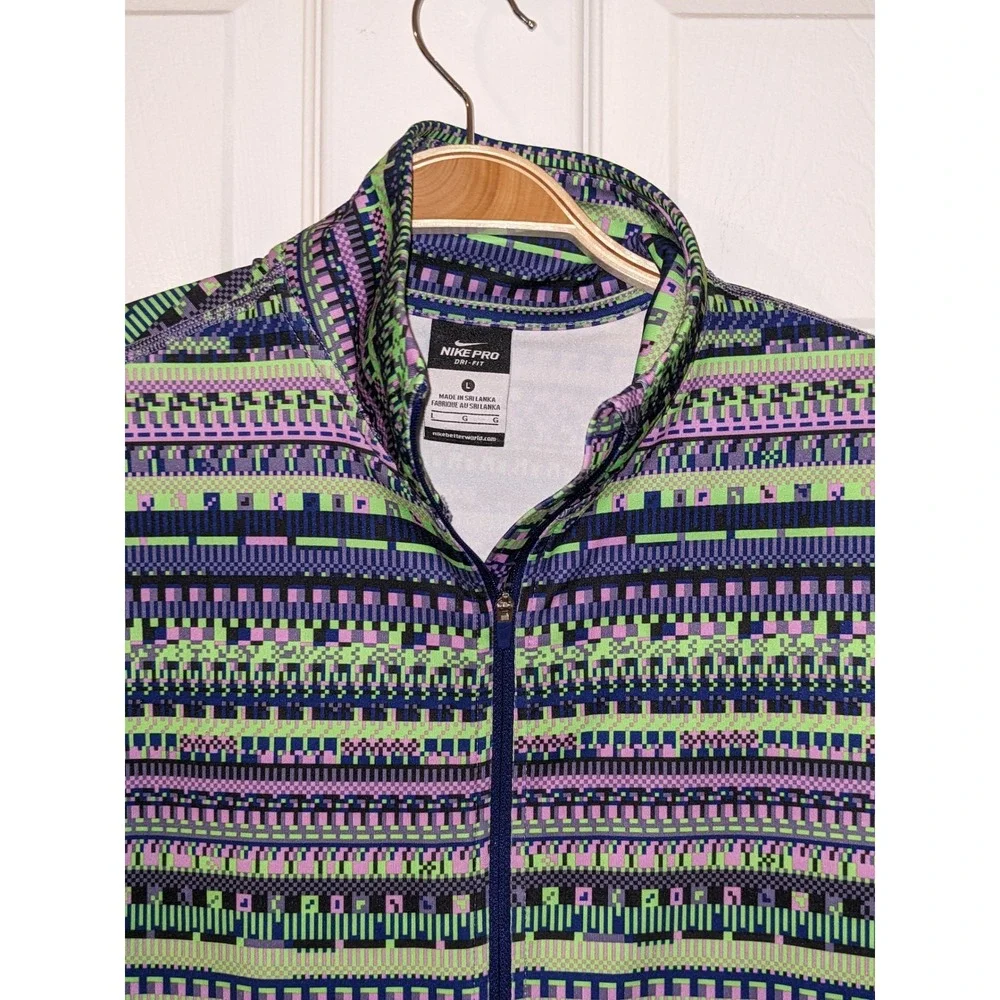 Nike Pro Dri-FIT Half Zip Pullover Top Athletic‎ Activewear Green Purple L NWOT